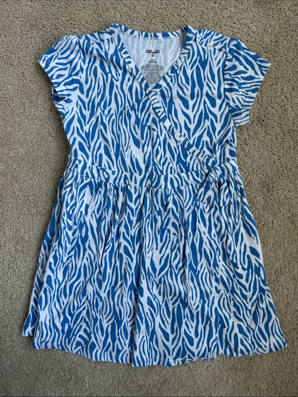 Diane Von Furstenberg for Target Blue and White Zebra Print Wrap Dress, S (6-7)